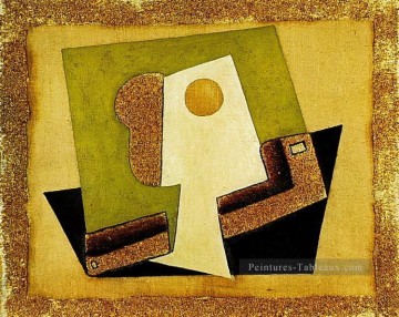 Composition au verre Verre et pipe 1917 cubisme Pablo Picasso Peinture à l'huile